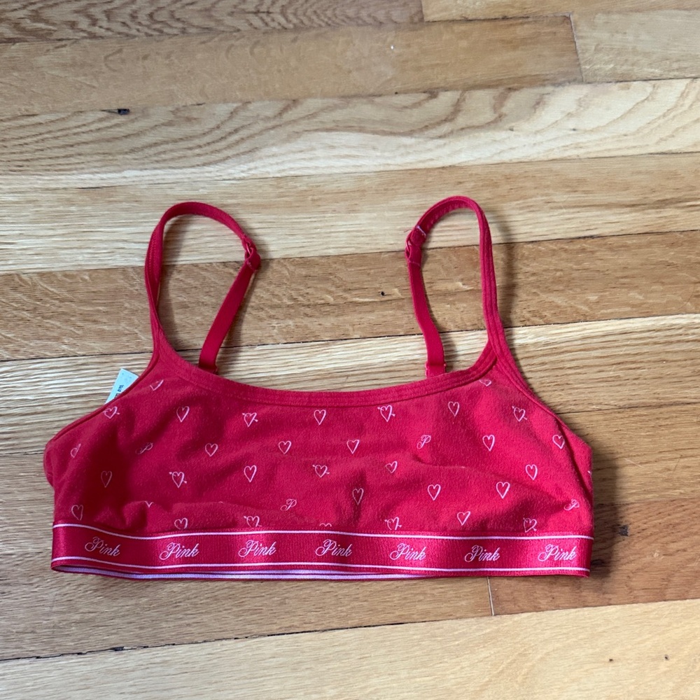 PINK Victoria's Secret Red Heart Pattern Bralette
